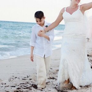 Boys size 10 linen shirt. White